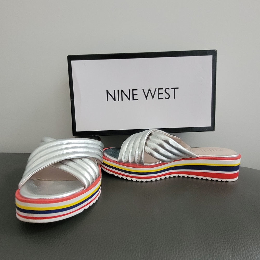 Nine West silver sandals shoes size 8